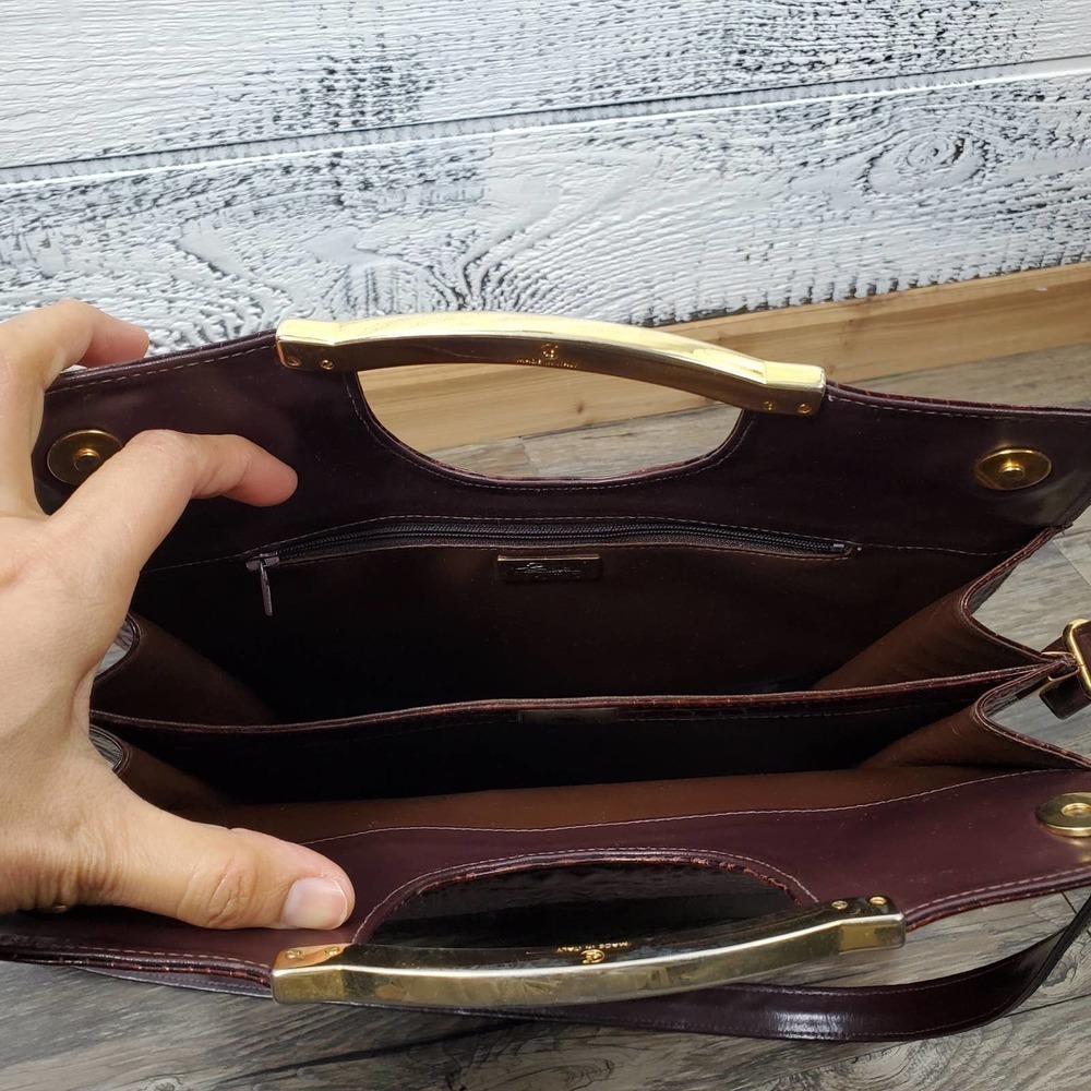 Italian Women Purse Ligator Piero Agustis Leather Tote Shoulder Bag 12" Tall - Picture 6 of 12